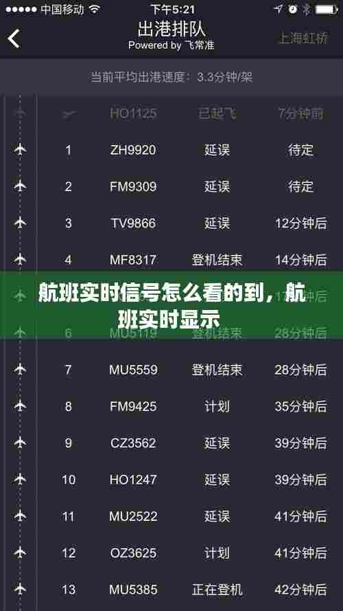 航班实时信号怎么看的到，航班实时显示 