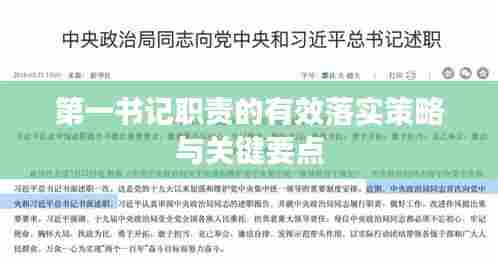 第一书记职责的有效落实策略与关键要点