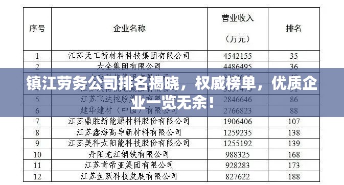 镇江劳务公司排名揭晓，权威榜单，优质企业一览无余！