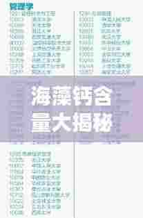 海藻钙含量大揭秘，排名前十名榜单全解析！